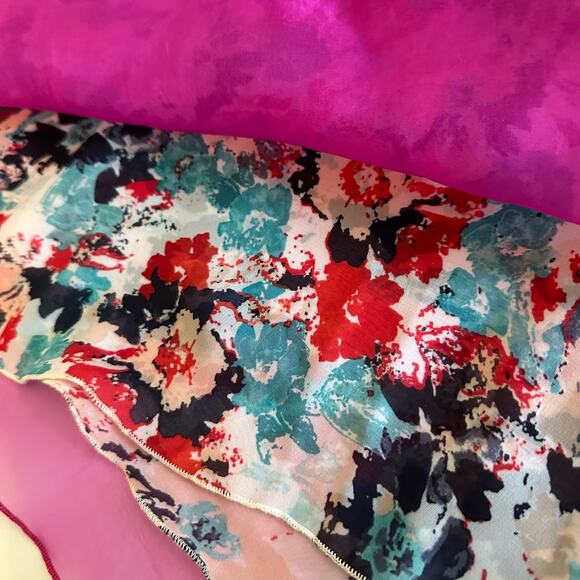 Alexander Michael Snyder Women's Purple Floral Sheer Overlay Midi Skirt Size 6 - Picture 4 of 9